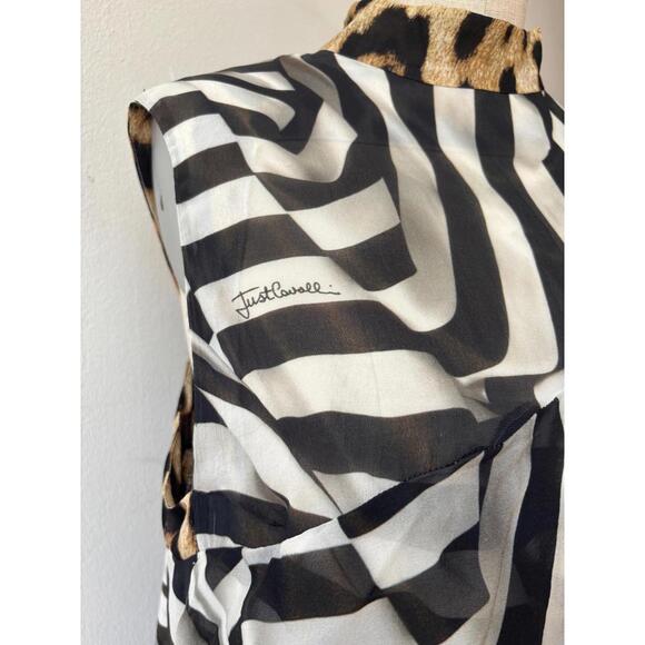 Vintage Just Cavalli Trompe L'oeil Animal Print Silk Chiffon Dress - Picture 8 of 9